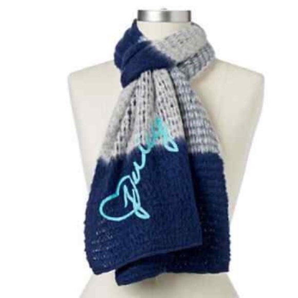 JUICY COUTURE Scarf Embroidery Muffler Winter Cozy Blue - Picture 1 of 2